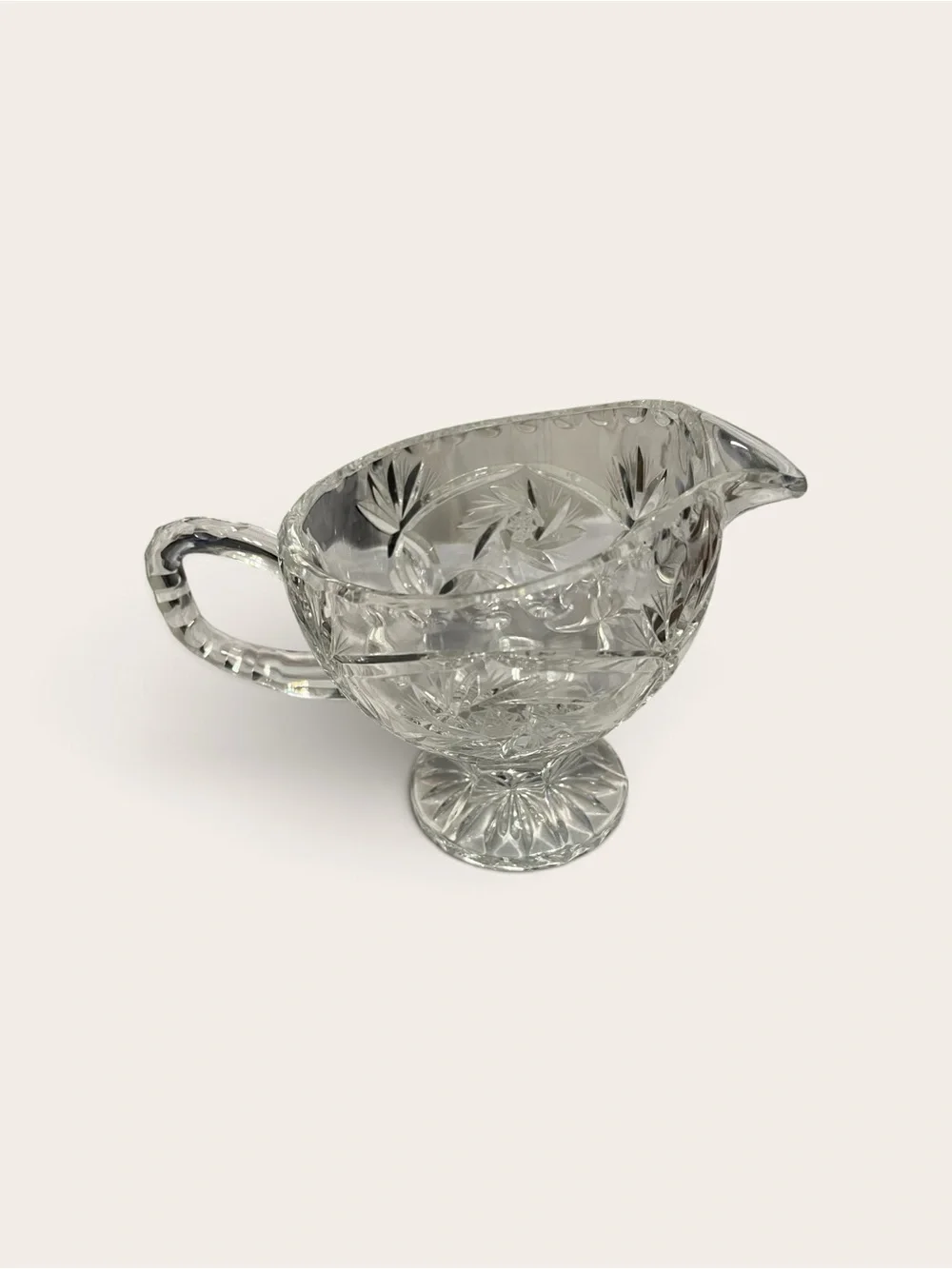 Source Unknown Clear Cut Glass Creamer with Pedestal